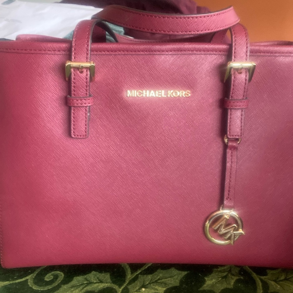 MICHAEL Michael Kors Red Tote with Gold Hardware